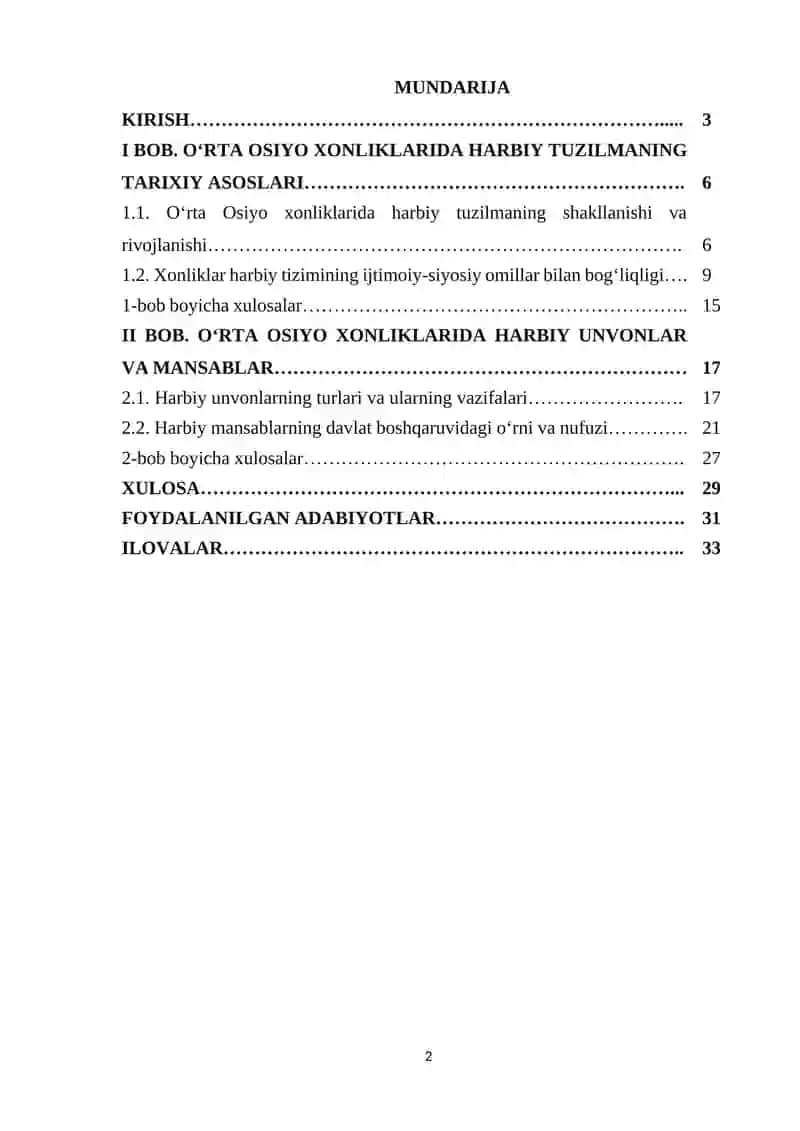 O‘rta Osiyo xonliklarida harbiy unvon va mansablar 2