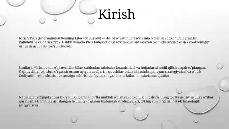 Pirls Asosida Maktab OʻQuvchilarida OʻQish Savodxonligini Shakllantirish Metodlari 2
