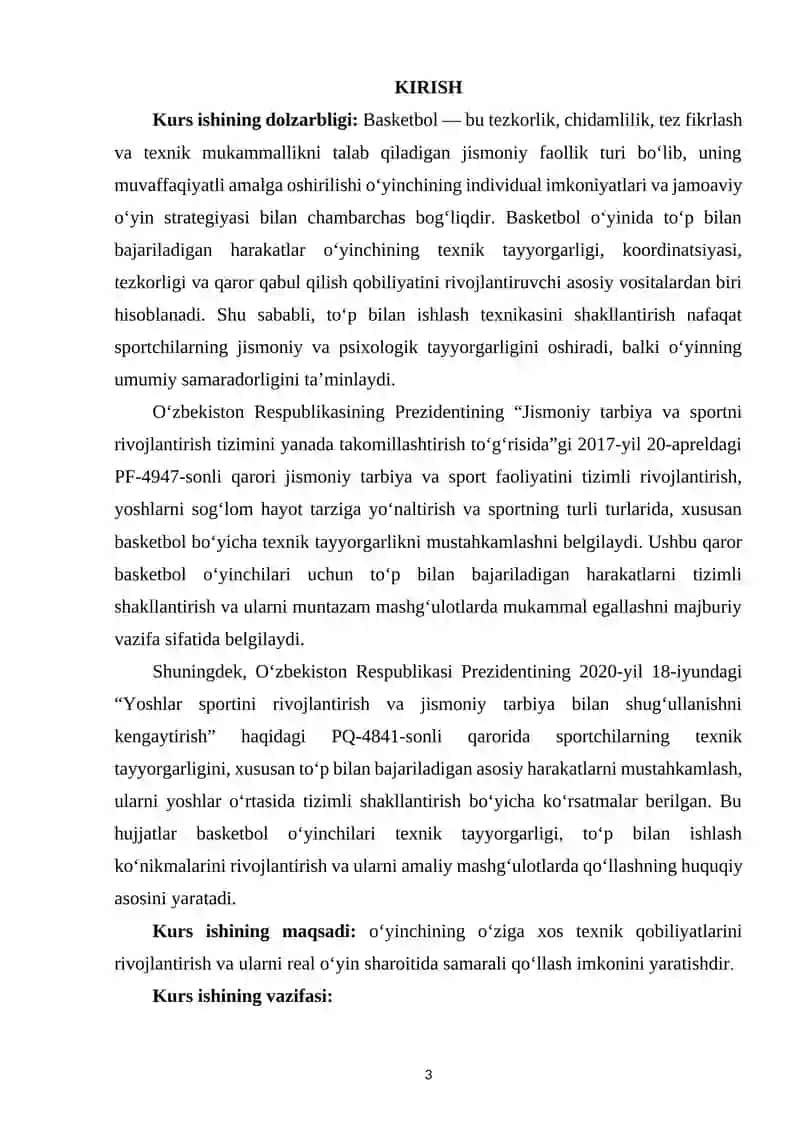 Basketbol o‘yinida to‘p bilan bajariladigan xarakatlarni shakllantirish 2