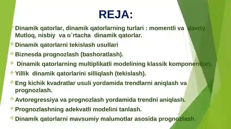 Dinamikanistatistik o‘rganish usullari 2
