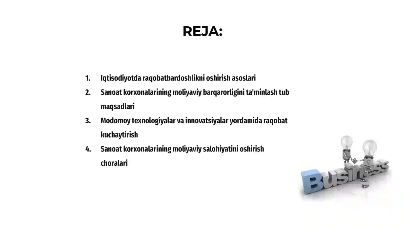 Iqtisodiyotda raqobatbardoshlikni oshirish asoslari 2