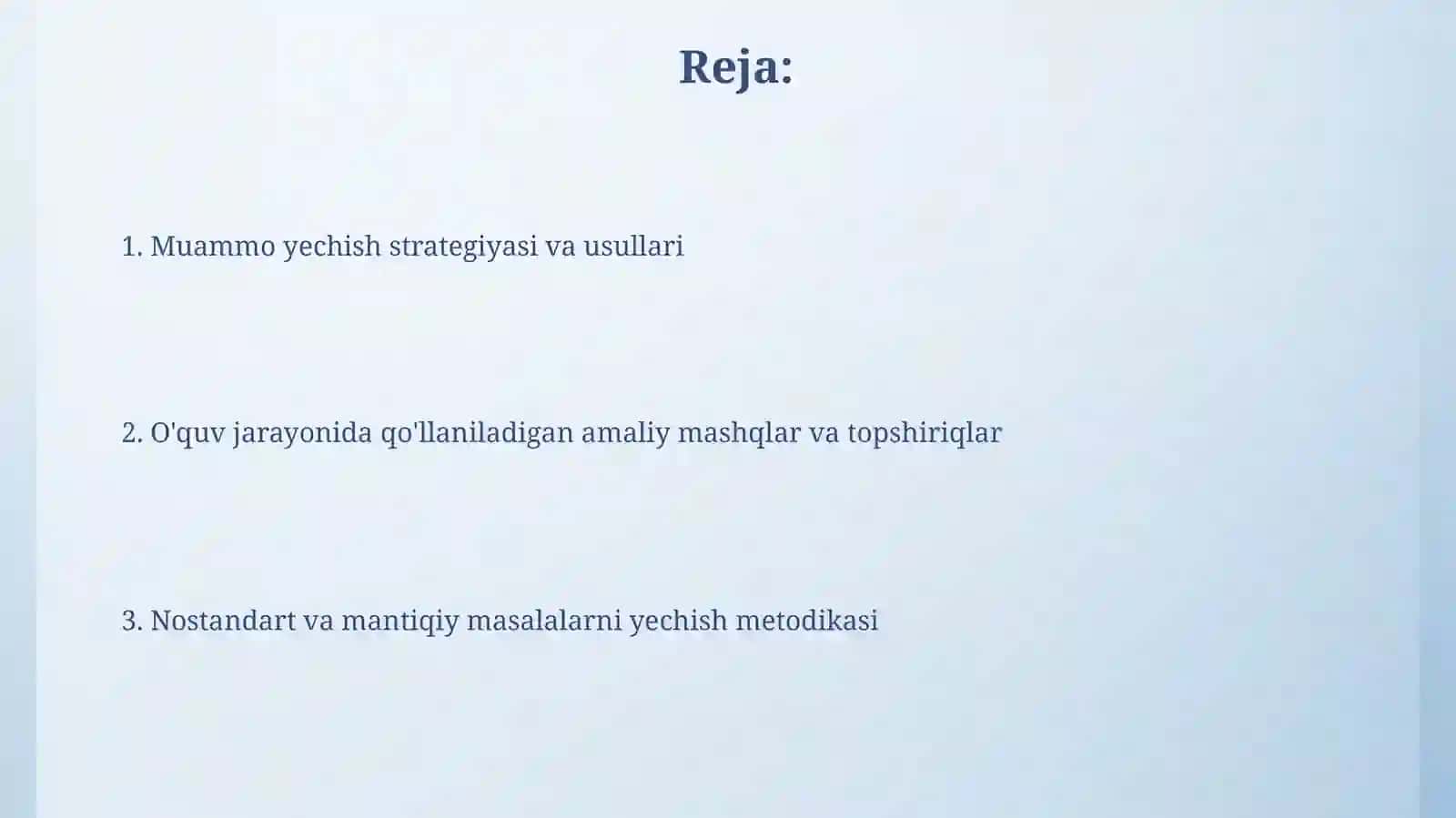Nostandart va mantiqiy masalalar yechishga òrgatish metodikasi 2