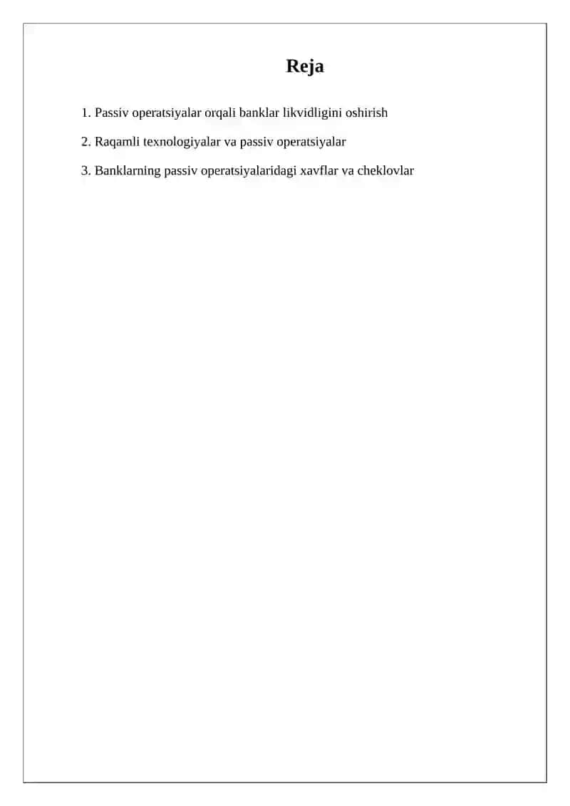 Banklarning Passiv Operatsiyalari va Ularning Hisobi 2