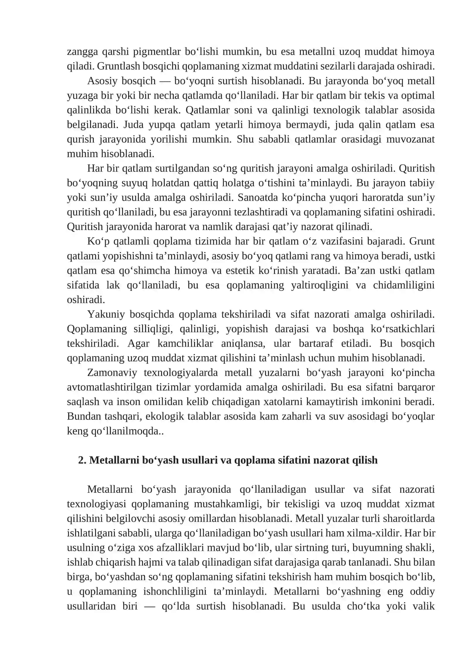 MA'RUZA: METALLARNI BO‘YASH TEXNOLOGIYASI 2