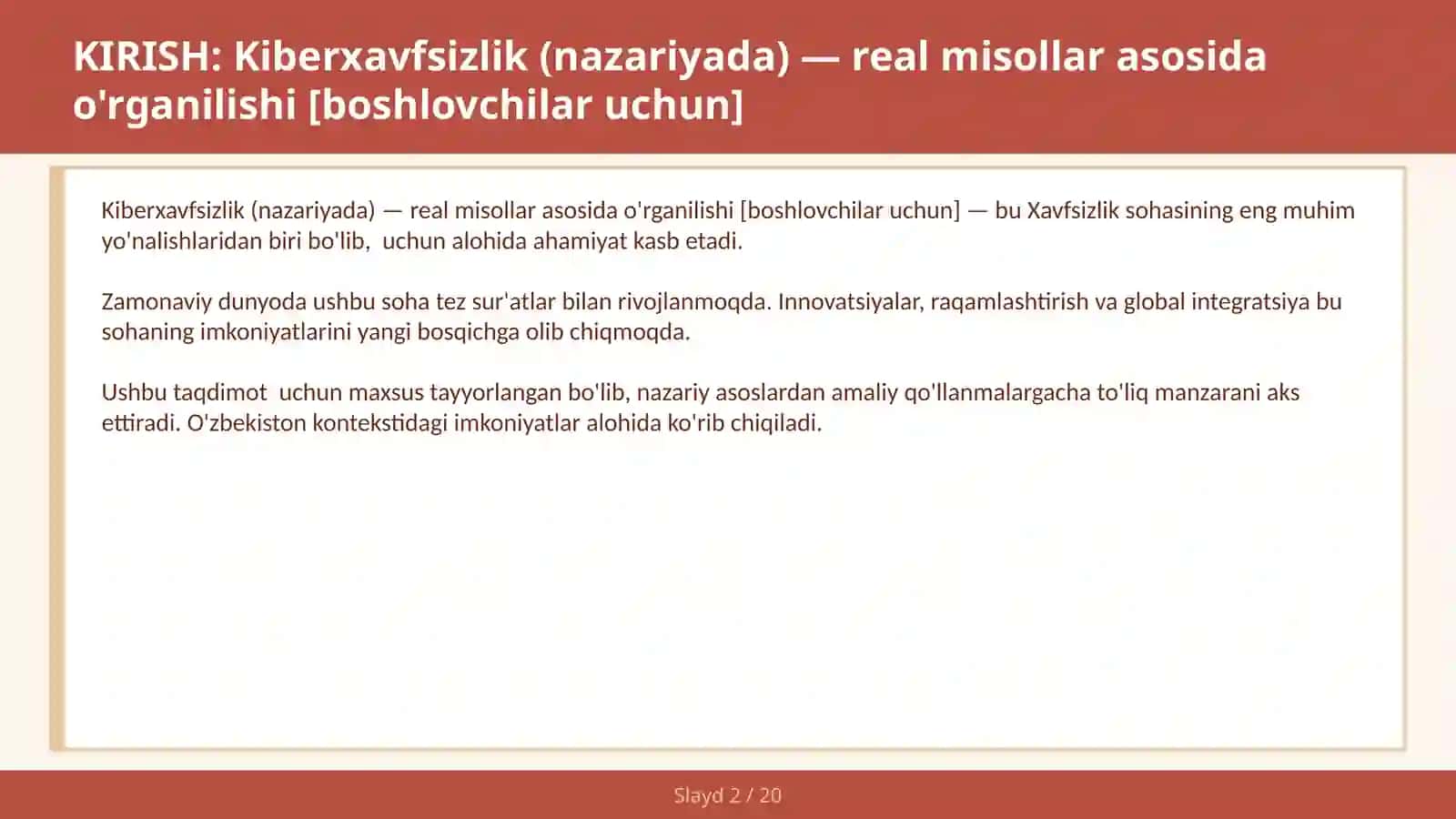 Kiberxavfsizlik (nazariyada) — real misollar asosida o'rganilishi [boshlovchilar uchun] 2