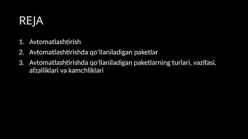 Avtomatlashtirishdaqo'llaniladiganpaketlar 2