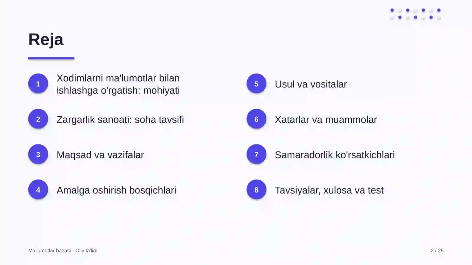 zargarlik sanoatida xodimlarni ma'lumotlar bilan ishlashga o'rgatish 9244 2