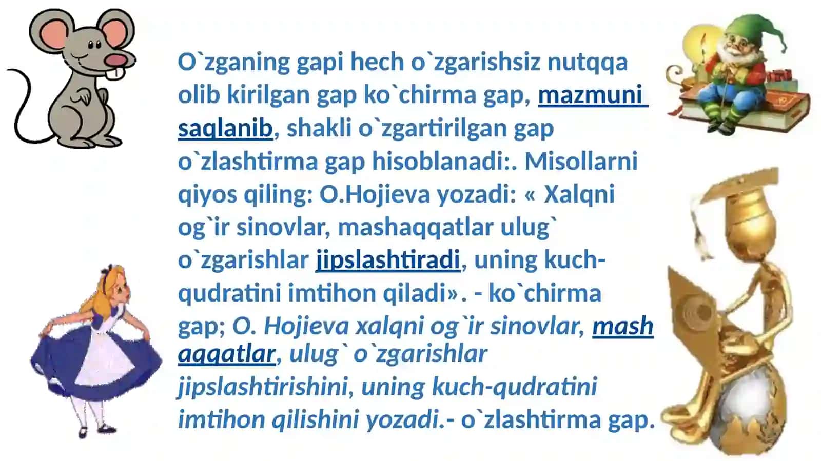 KO`CHIRMA VA O`ZLASHTIRMA GAPLAR 2