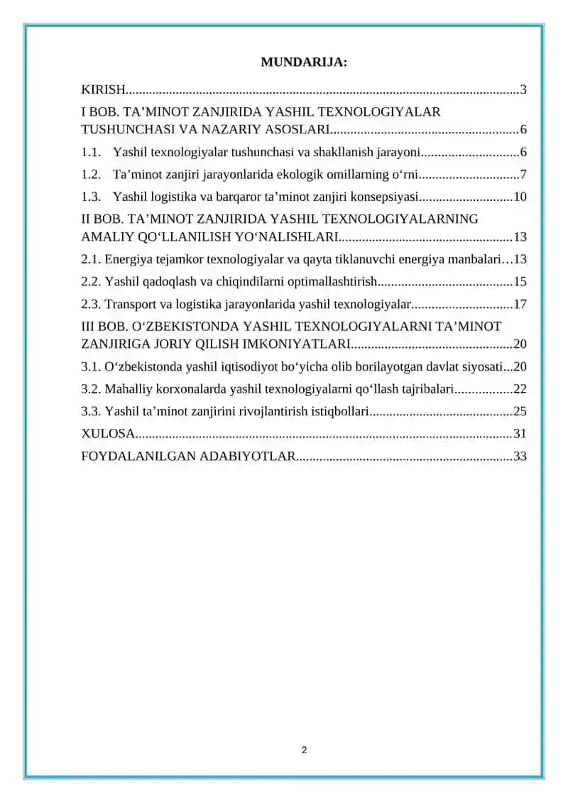 Ta'minot zanjirida yashil texnologiyalarning qoʻllanishi 2