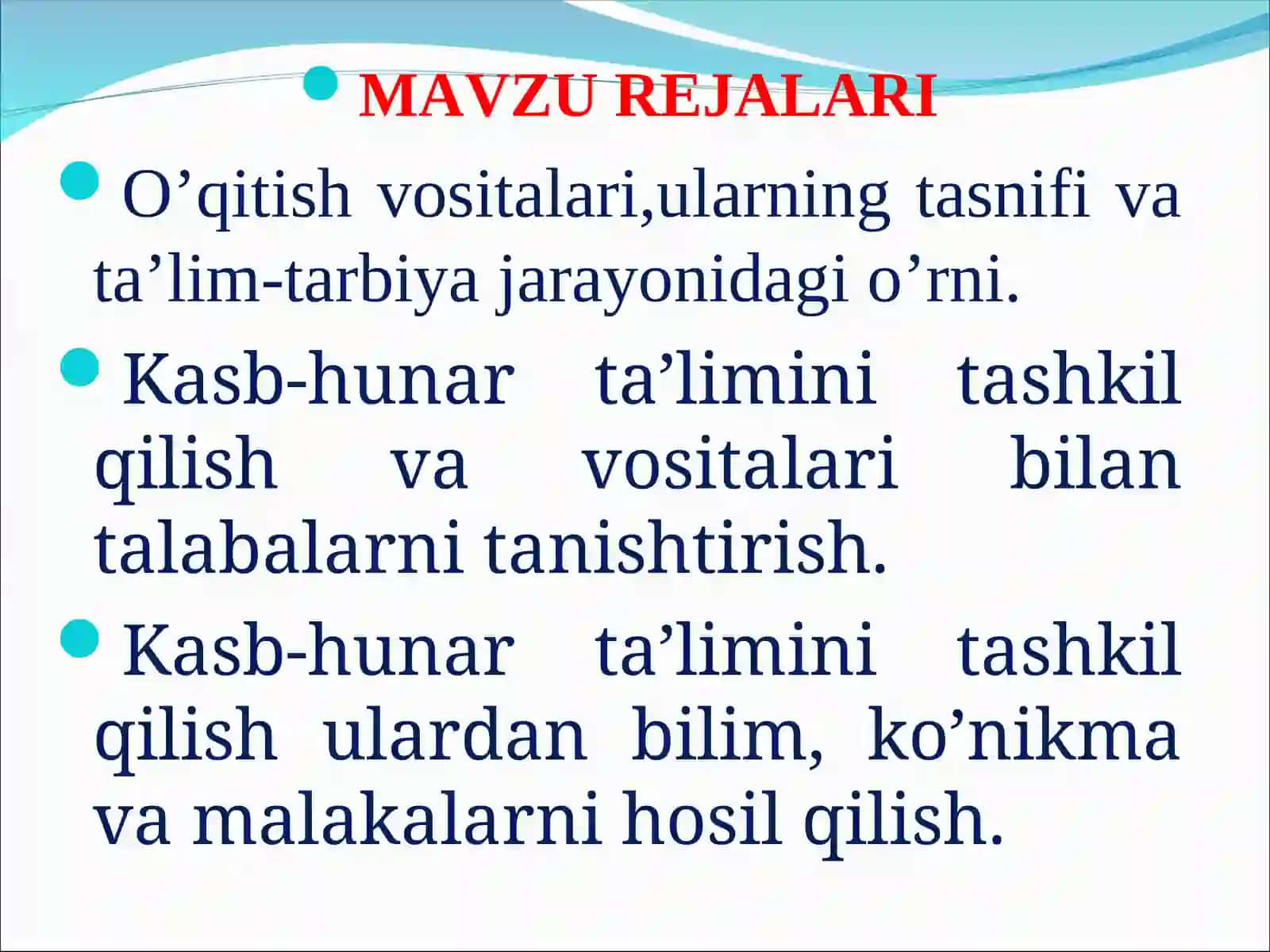 Kasbiy Pedagogikada O’qitish Vositalari va Ularning Tavsifi 2
