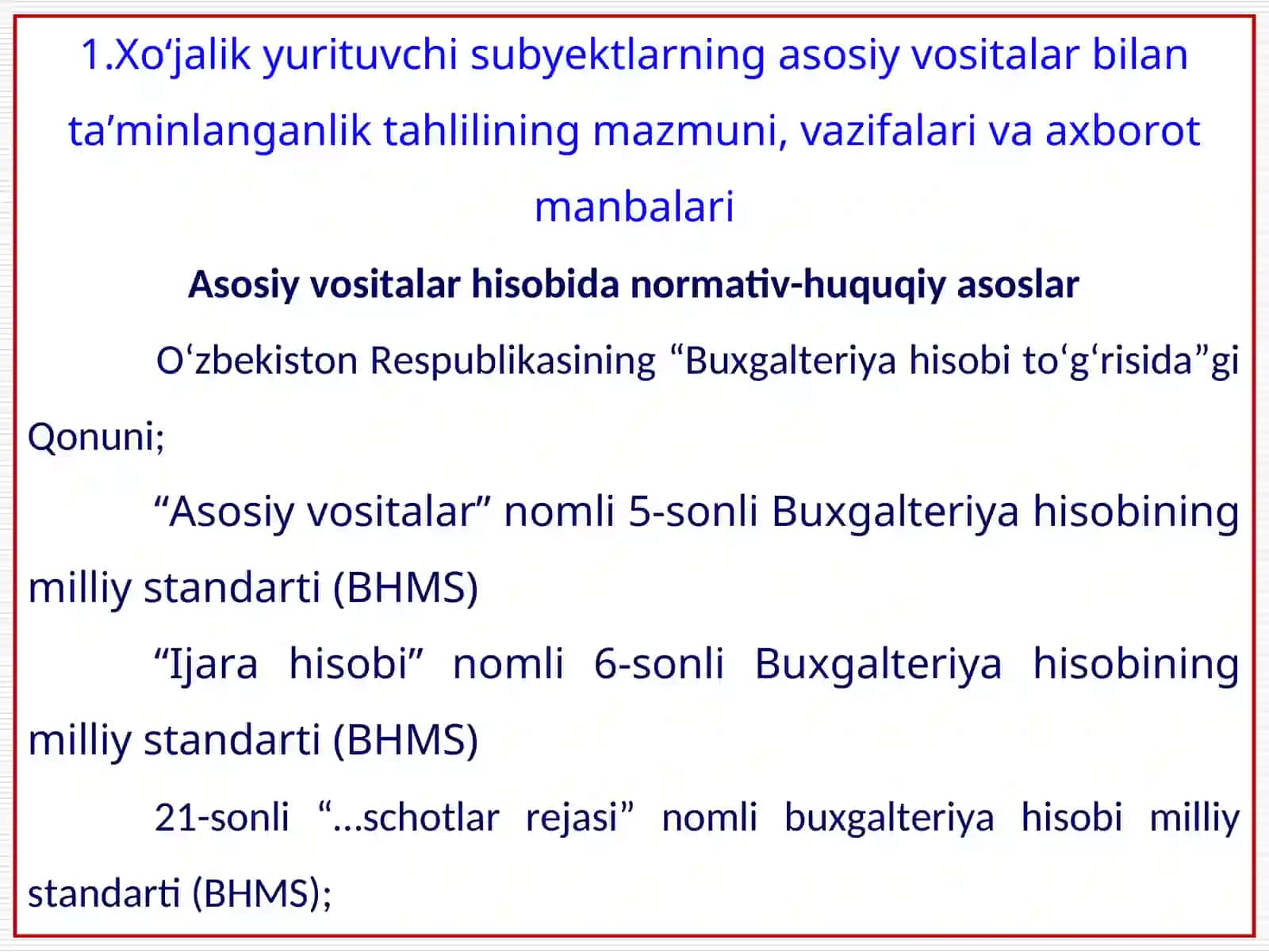 ASOSIY VOSITALAR HOLATI VA ULARDAN SAMARALI FOYDALANISH TAHLILI 2