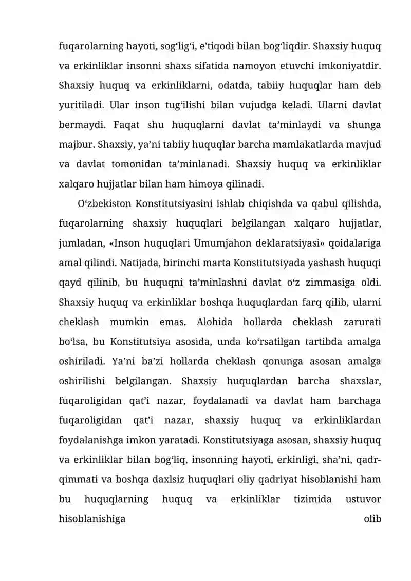 Shaxsiy huquq va erkinliklar 2
