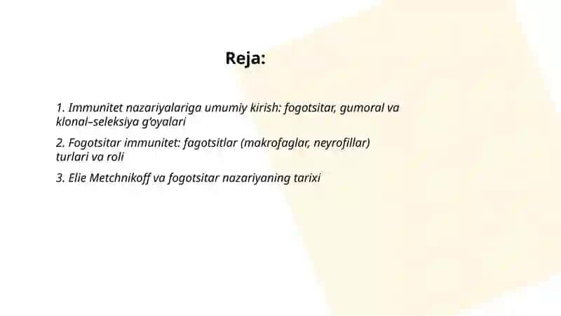 Immunitet (teoriyadagi) g‘oyalari 2