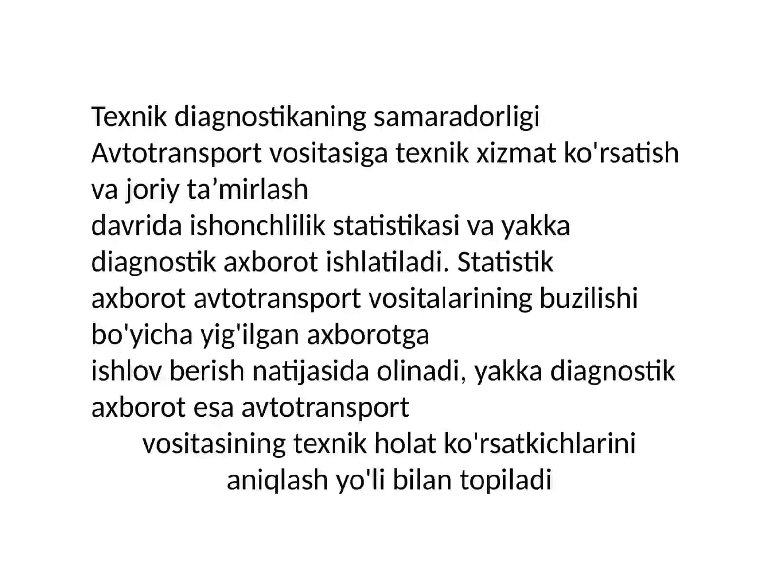 Diagnostikalashning texnik va iqtisodiysamaradorligi 2