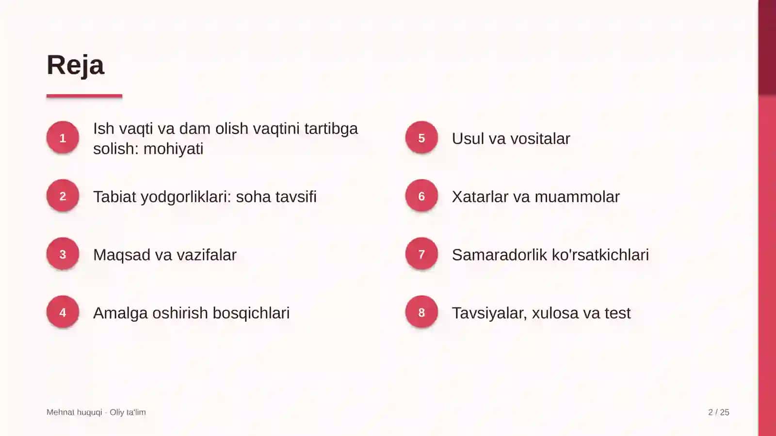 tabiat yodgorliklarida ish vaqti va dam olish vaqtini tartibga solish 7284 2