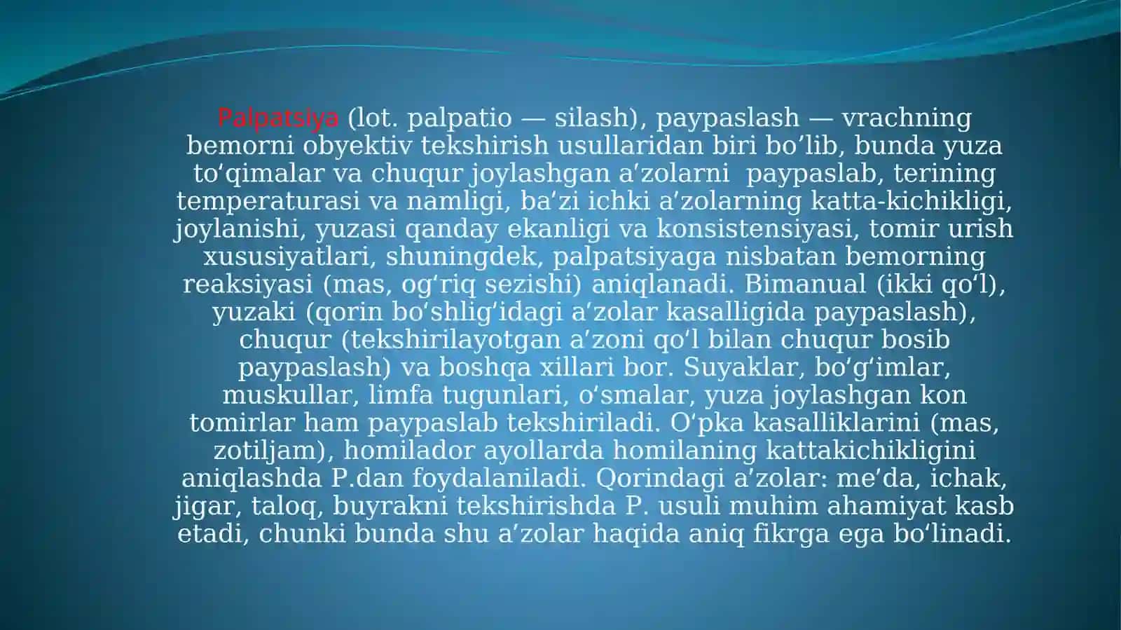 O'pka Palpatsiyasi 2