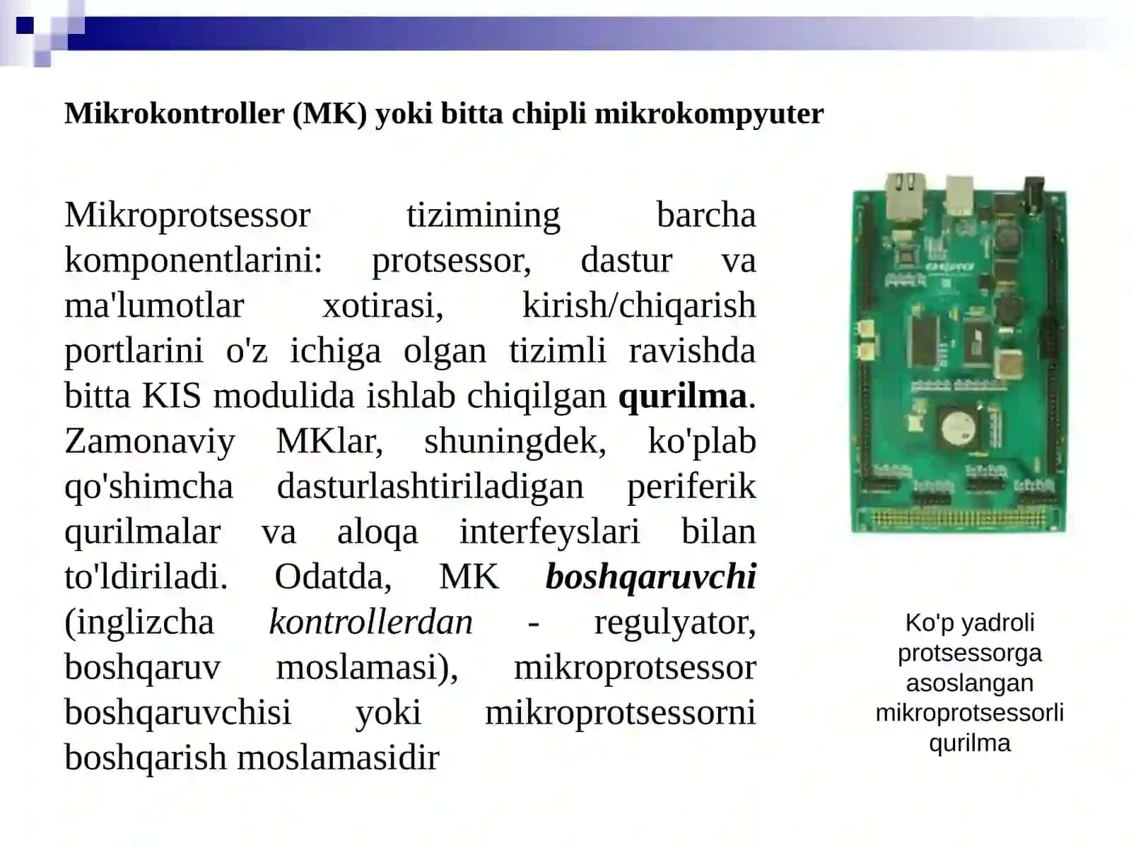 MK asosida qurilmani ishlab chiqishMikrokontrollertizimlarinisozlash 2