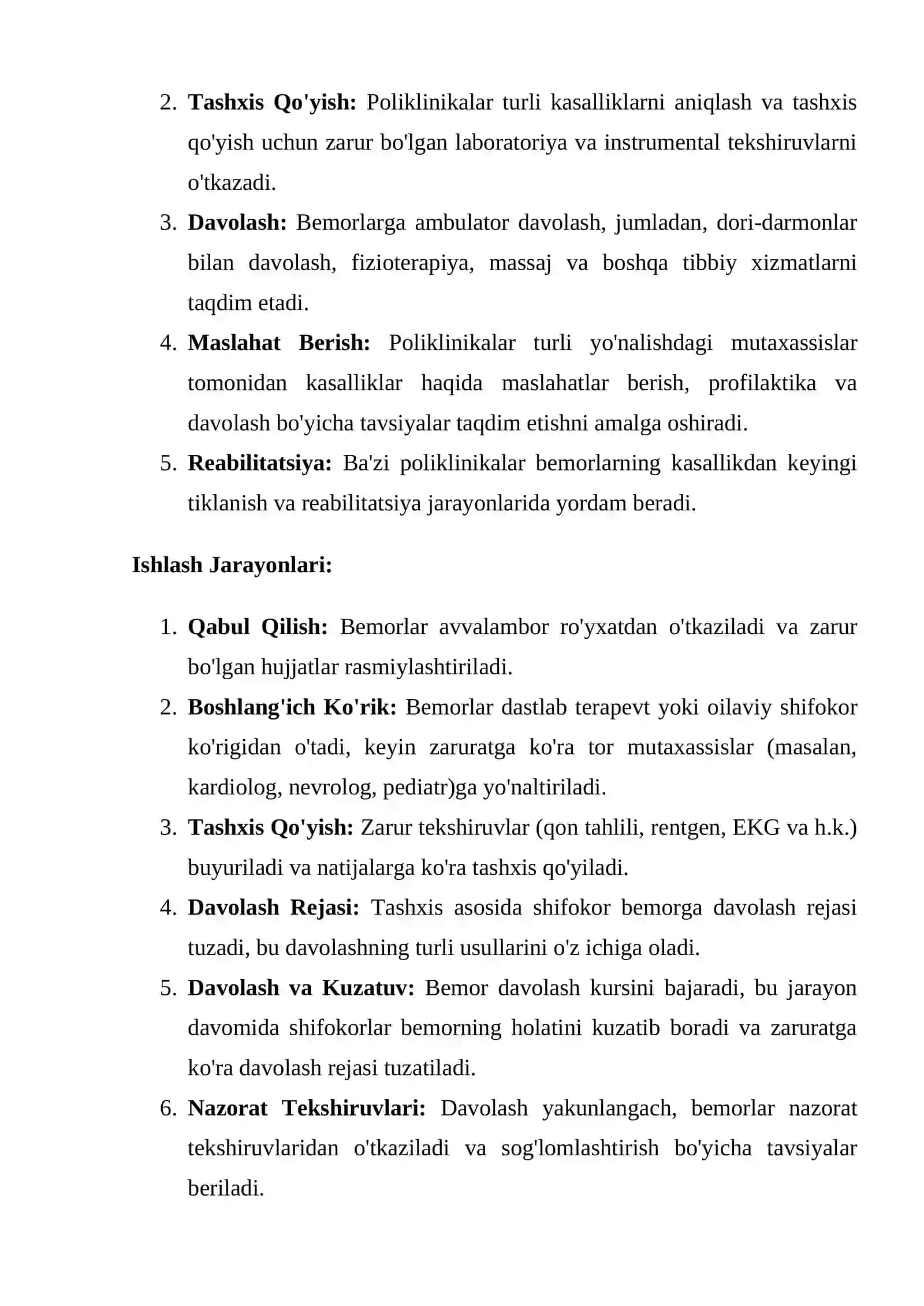 POLIKLINIKADA HAMDA SHIFOXONA ISHI, KO`RSATKICHLARI 2