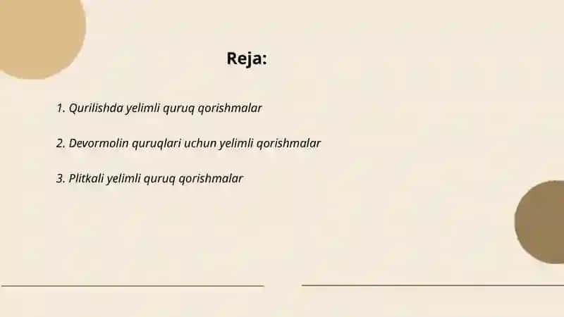 Yelimli quruq qorishmalar 2
