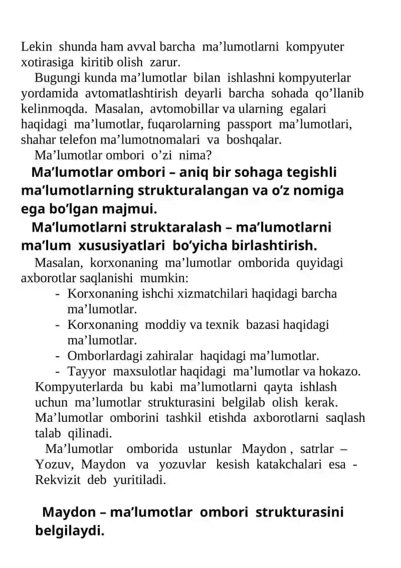 Ma’lumotlar ombori 2