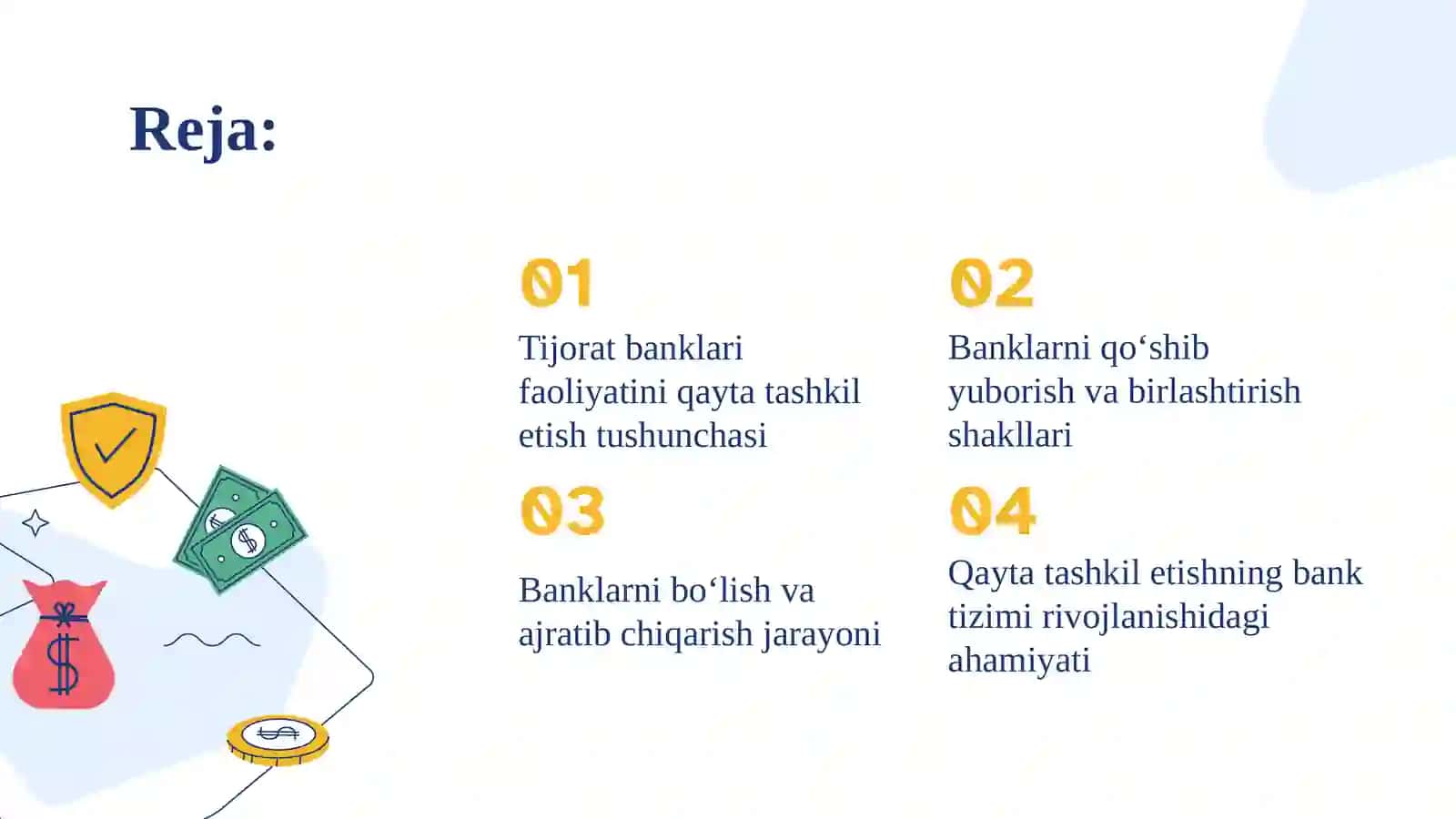Tijorat banklari faoliyatini qayta tashkil etish shakllari. 2