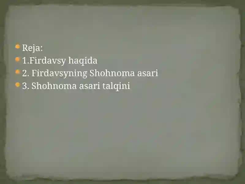 Firdavsyning Shohnoma asari 2