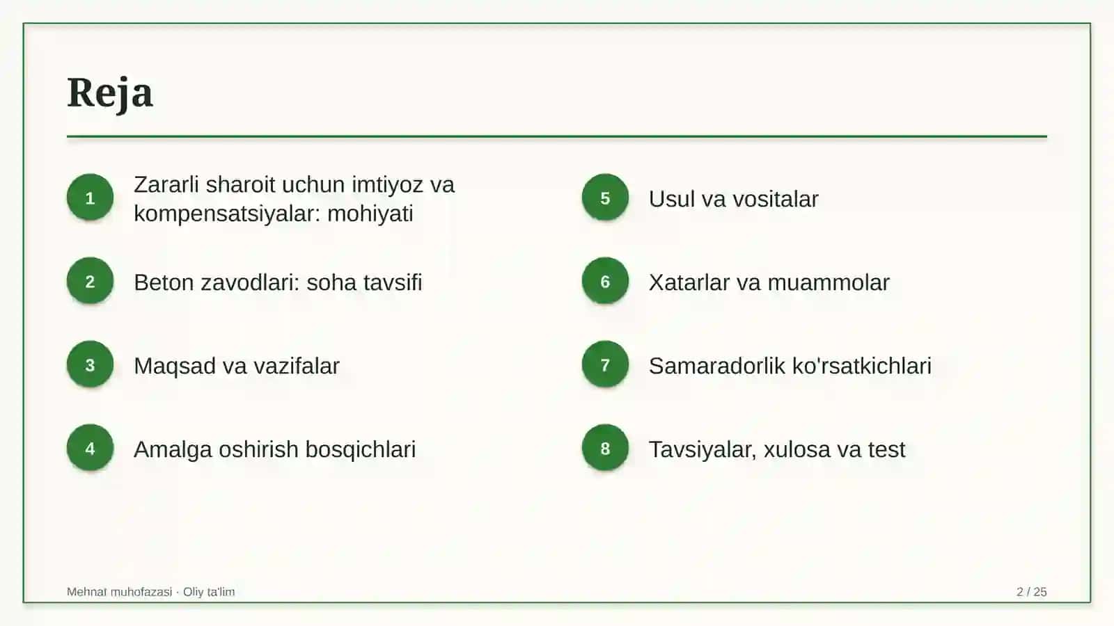 beton zavodlarida zararli mehnat sharoitlari uchun imtiyoz va kompensatsiyalar 5785 2