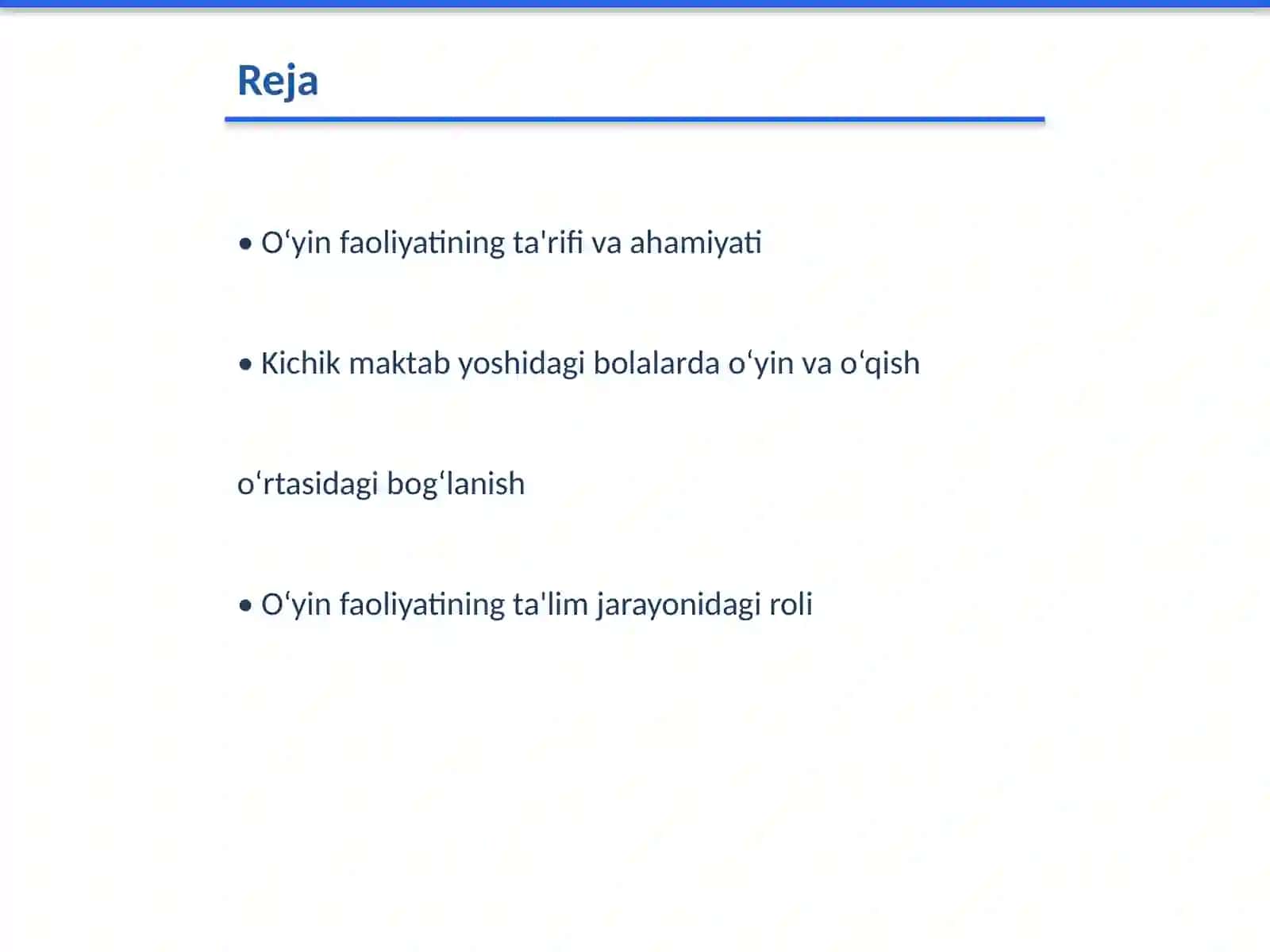 O‘yin faoliyatining o‘qish faoliyatiga almashinuvi 2