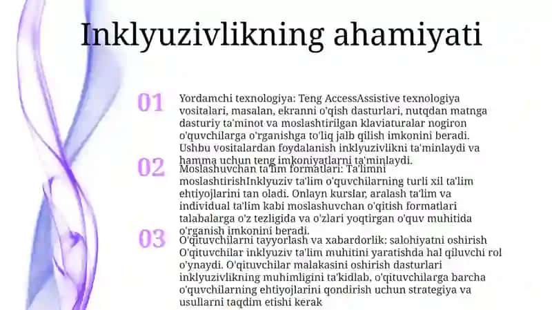 Alohida Yordamga Muhtoj Bolalarning Inklyuziv TaʼLim Olishining Asosiy Shartlari 2