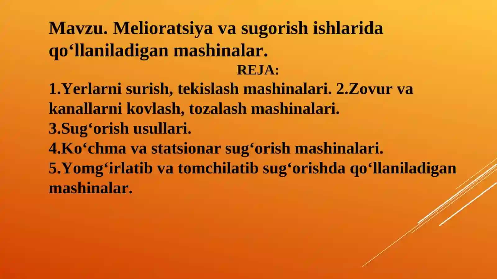 Melioratsiyava sugorishishlarida qo‘llaniladigan mashinalar 2