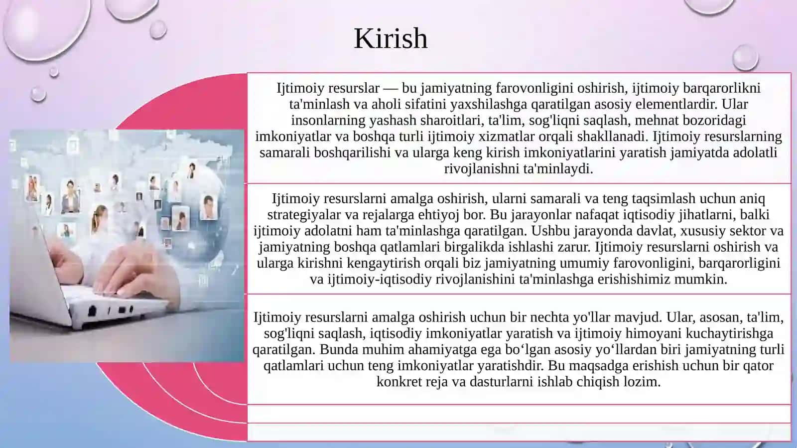 Ijtimoiy resurslar, ularni amalga oshirish yoʼllari 2