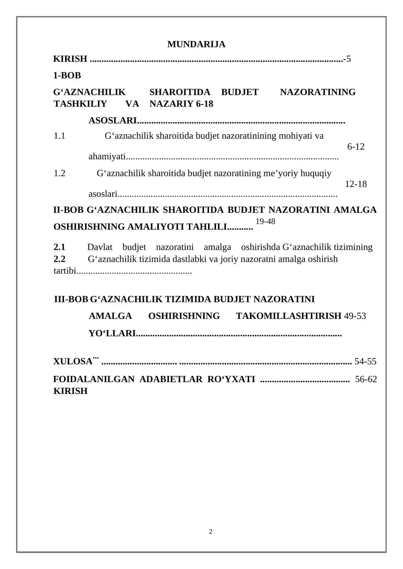 G‘aznachilik tizimida budjet nazoratining mohiyati, shakllari va ular taraqqiyotining hozirgi zamon muammolari 2