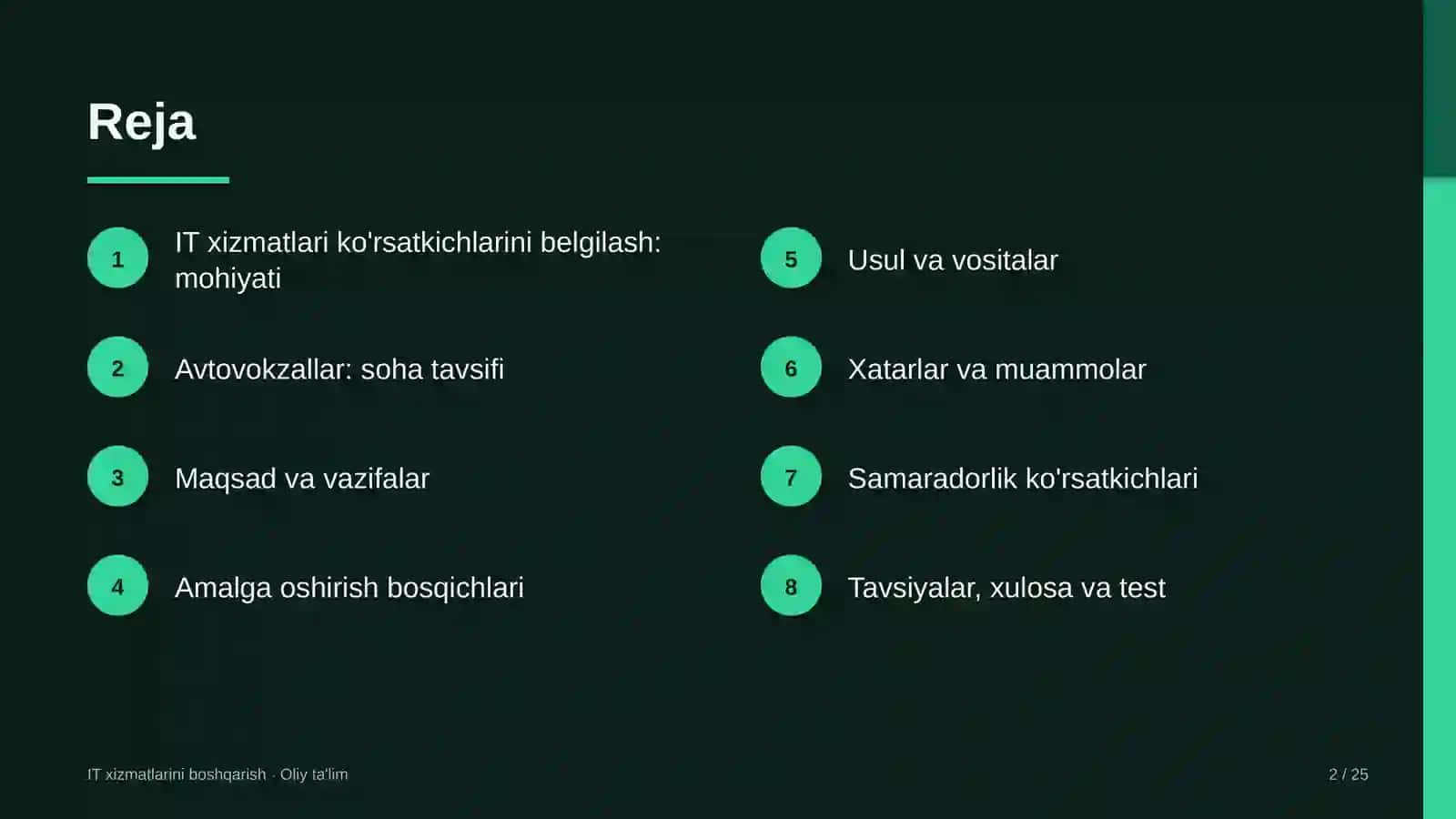Avtovokzallarda axborot texnologiyalari xizmatlari ko'rsatkichlarini belgilash 2
