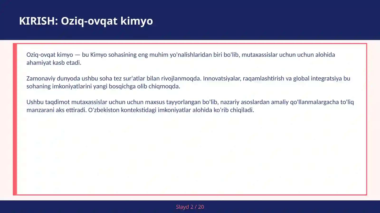 Oziq-ovqat kimyo 2