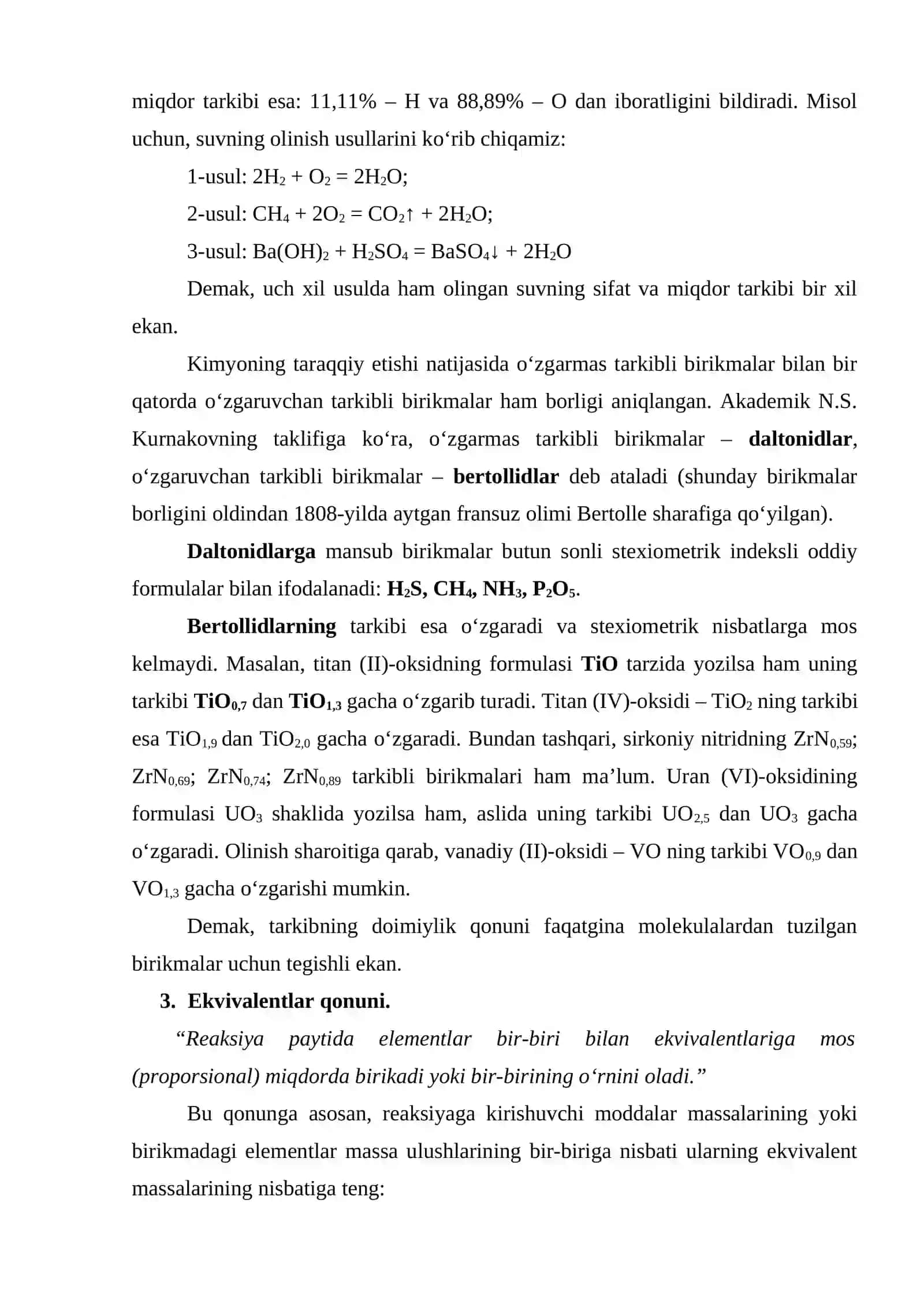 Kimyoning asosiy qonunlari hamda mavzu boʻyicha mashqlar bajarish 2