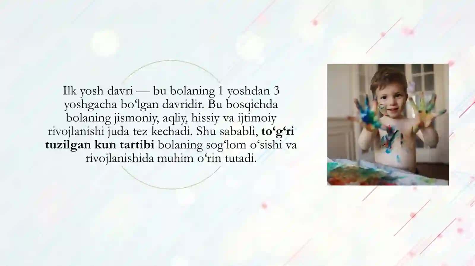 Ilk yoshdagi bolalarning kun tartibi 2