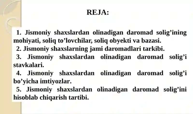 Jismoniy shaxslardan olinadigan daromad solig’i 2