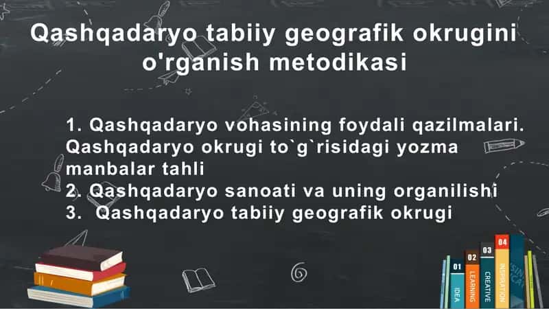Qashqadaryo tabiiy geografik okrugi o'rganish metodikasi 2
