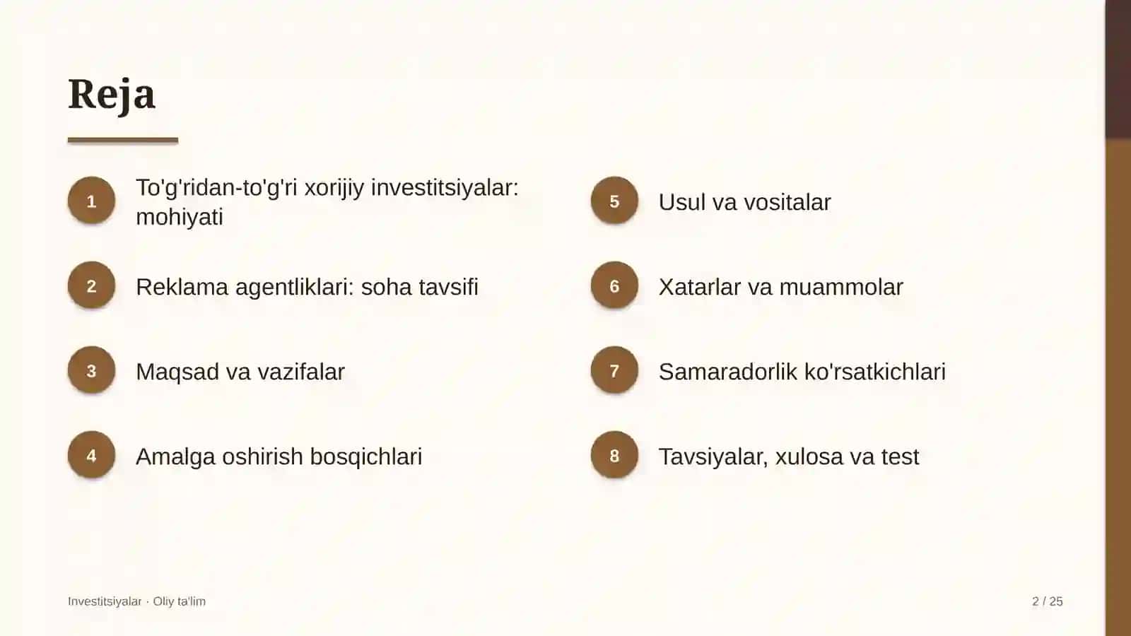 reklama agentliklarida to'g'ridan to'g'ri xorijiy investitsiyalar 3481 2