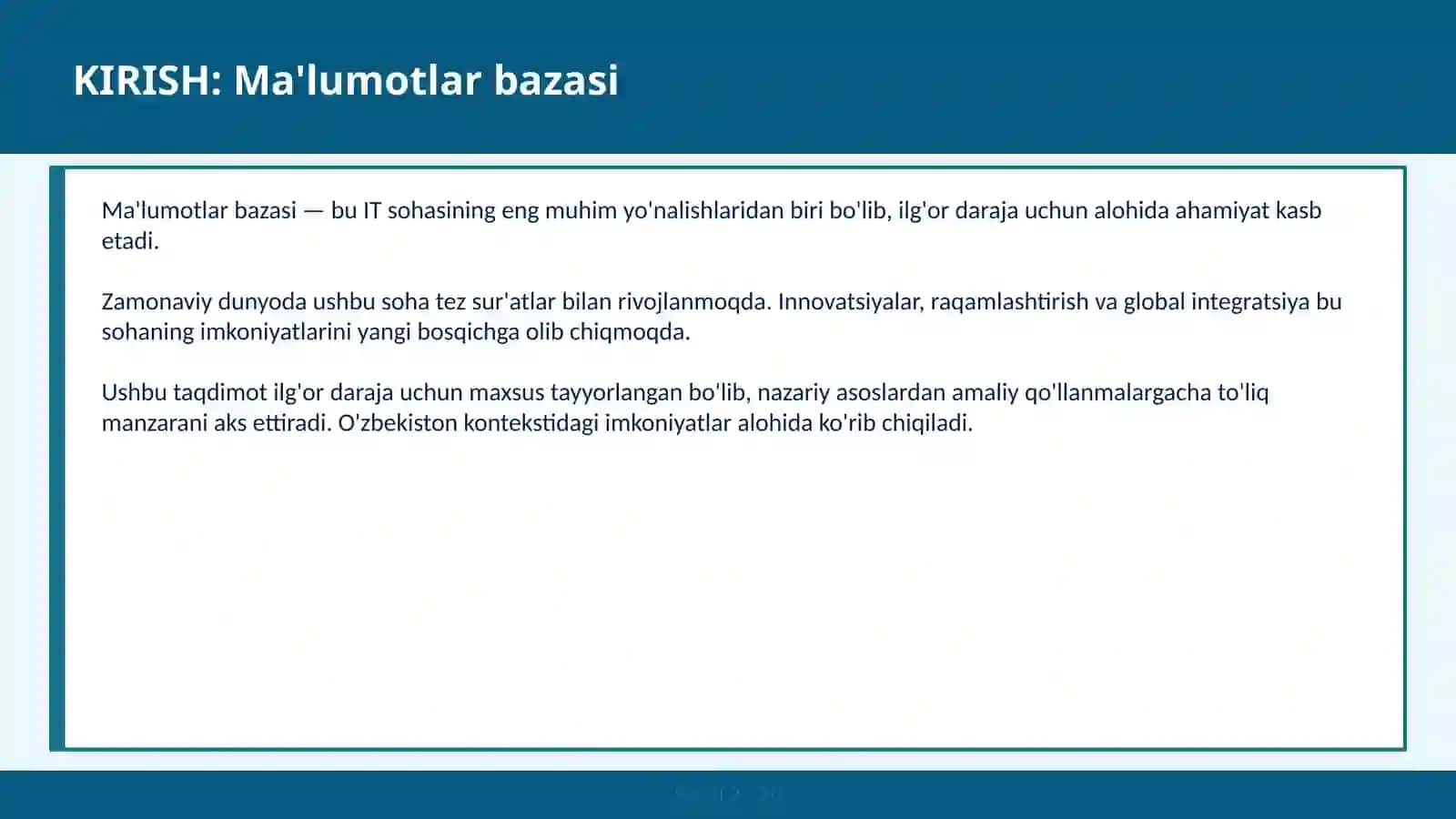 Ma'lumotlar bazasi 2