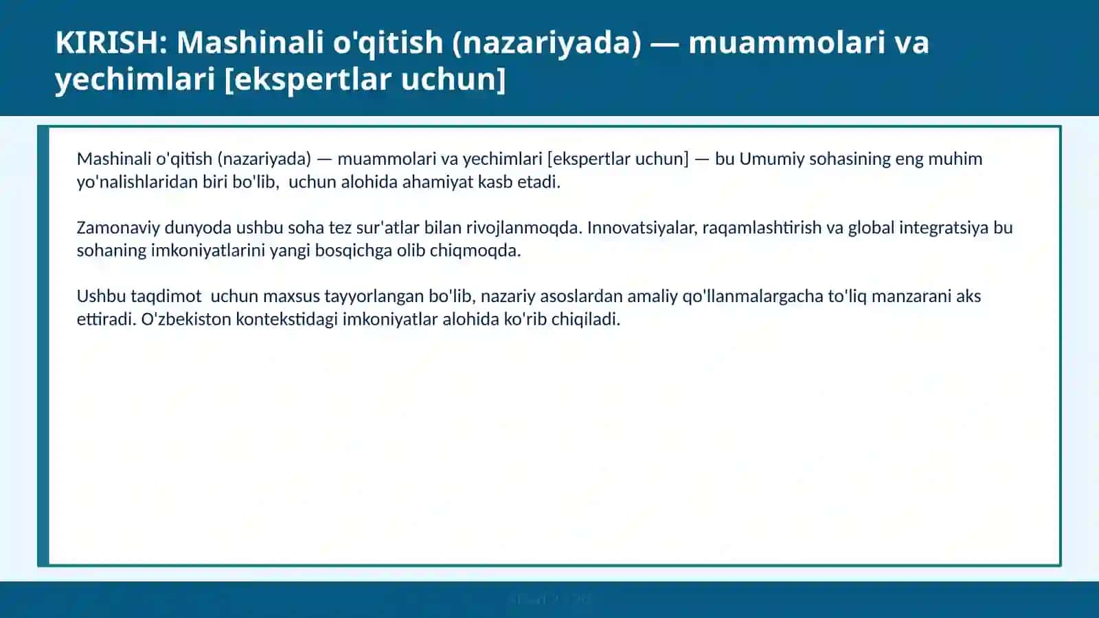 Mashinali o'qitish (nazariyada) — muammolari va yechimlari [ekspertlar uchun] 2