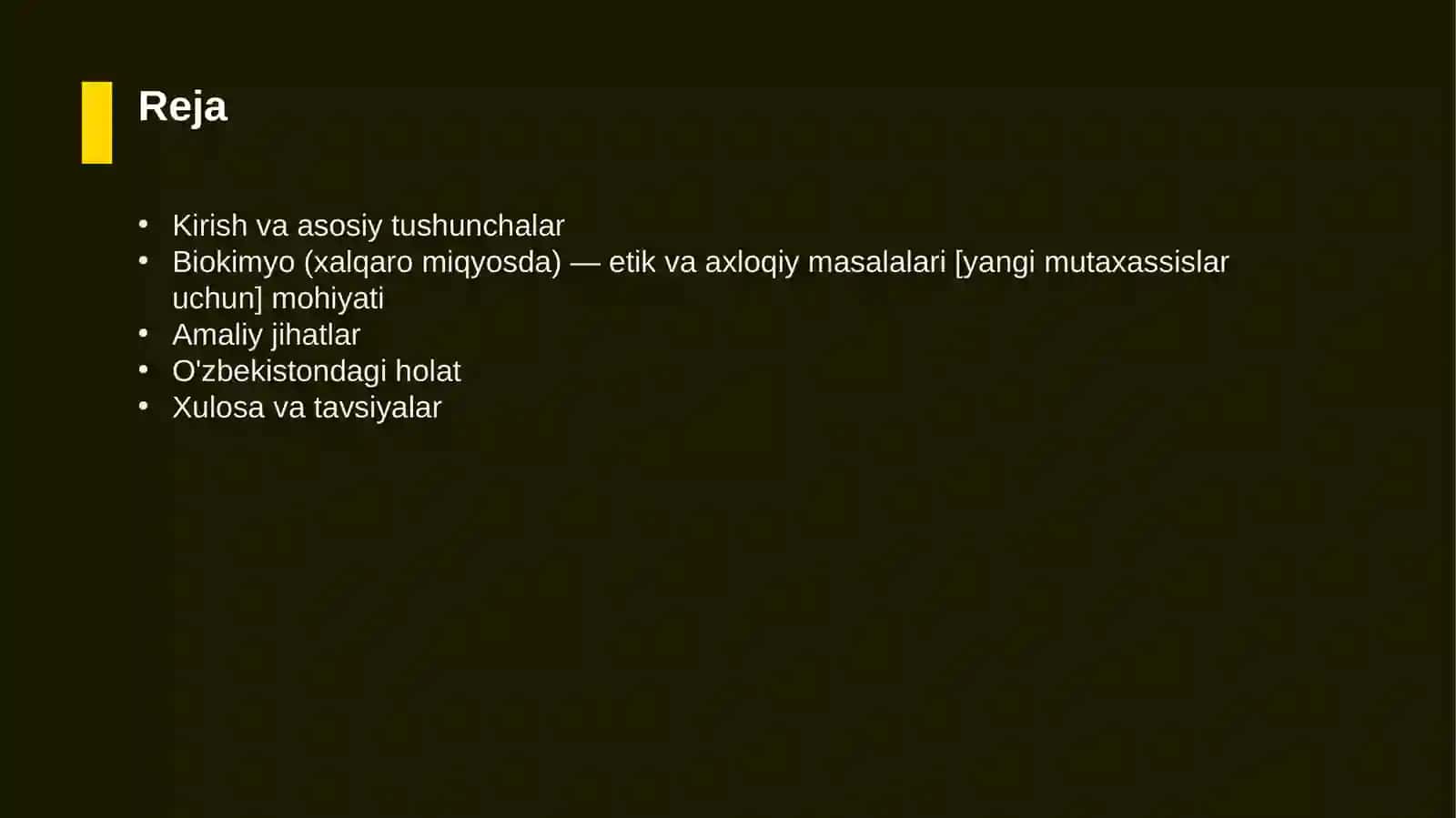 Biokimyo (xalqaro miqyosda) — etik va axloqiy masalalari [yangi mutaxassislar uchun] 2