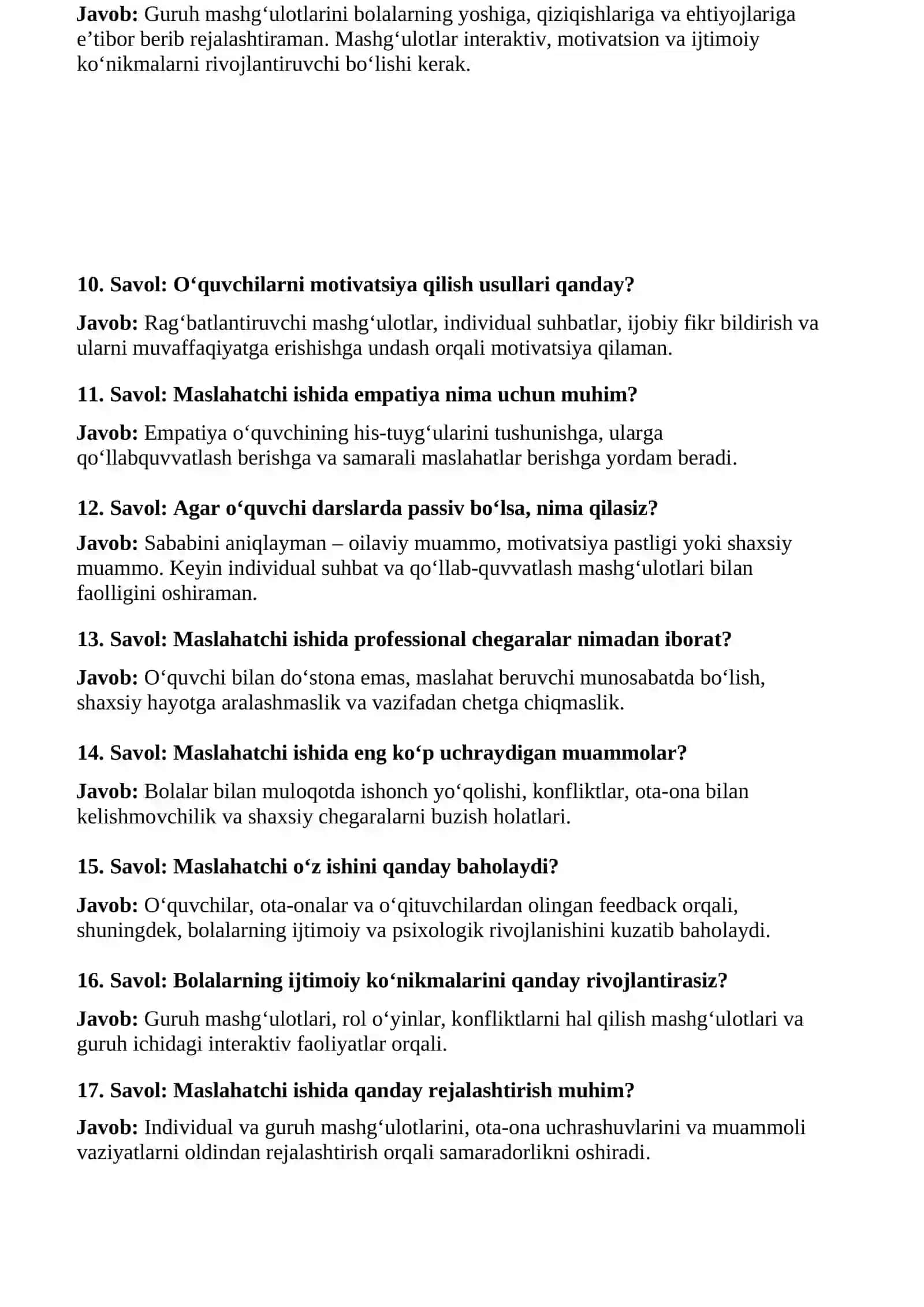Kasbiy vazifalar va umumiy tushunchalar 2