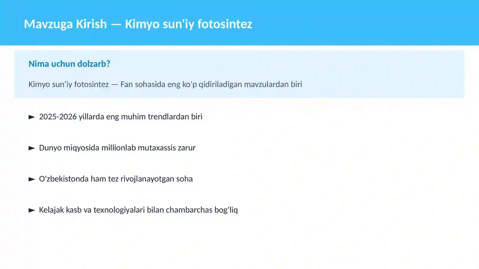 Kimyo sun'iy fotosintez 2