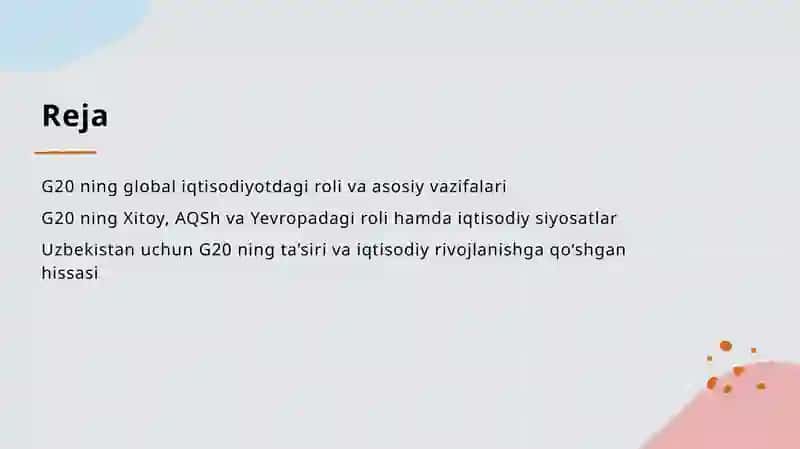 G20 ning global iqtisodiyotidagi roli 2