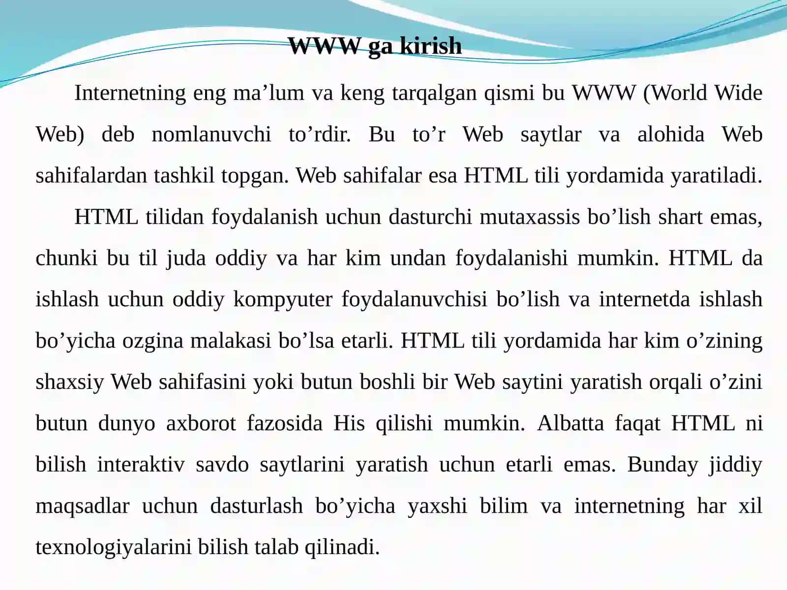 HTML TILI ASOSLARI 2