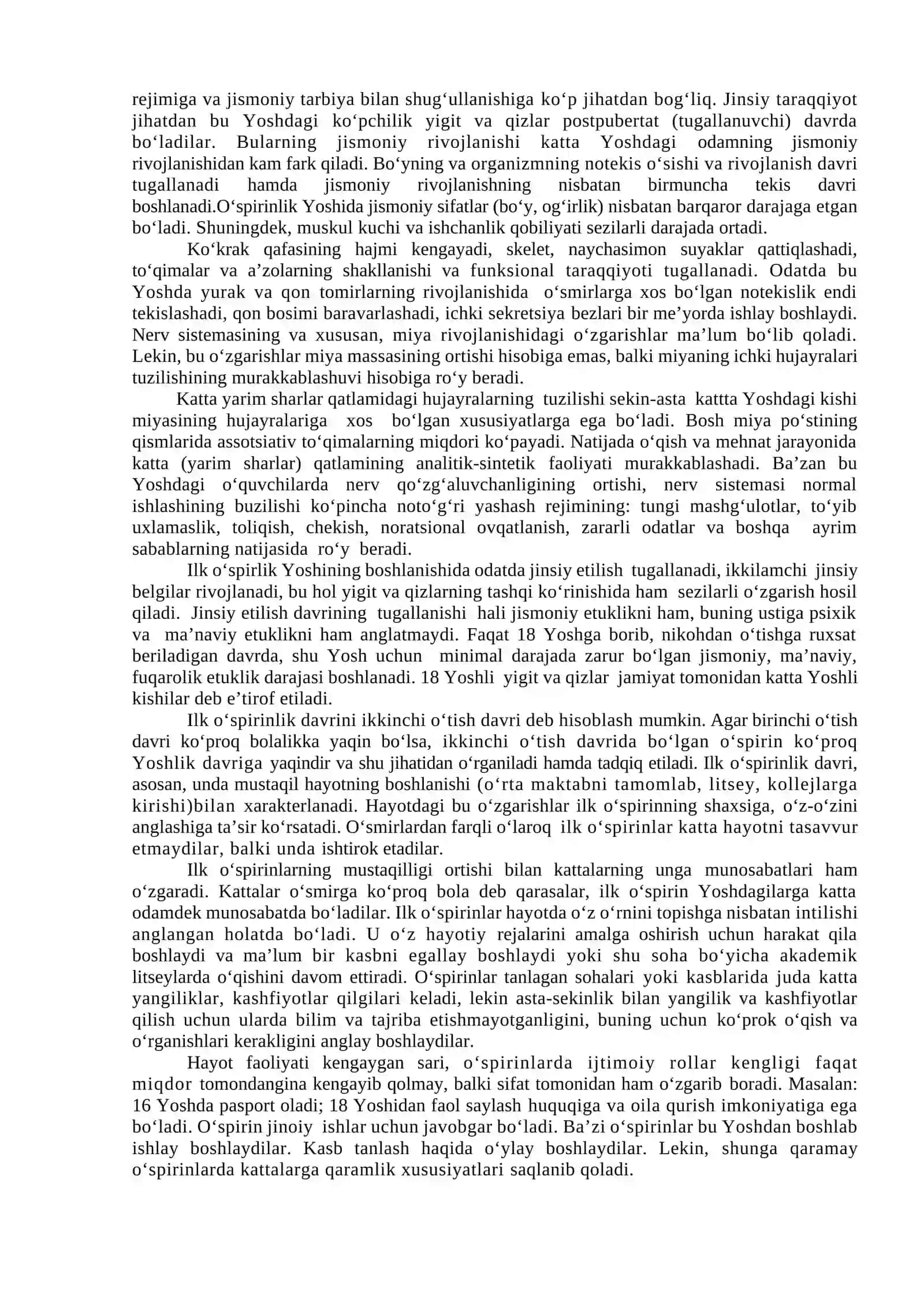 ILK O’SPIRINLIK, YOSHLIK DAVRIDA PSIXIK RIVOJLANISH XUSUSIYATLARI 2
