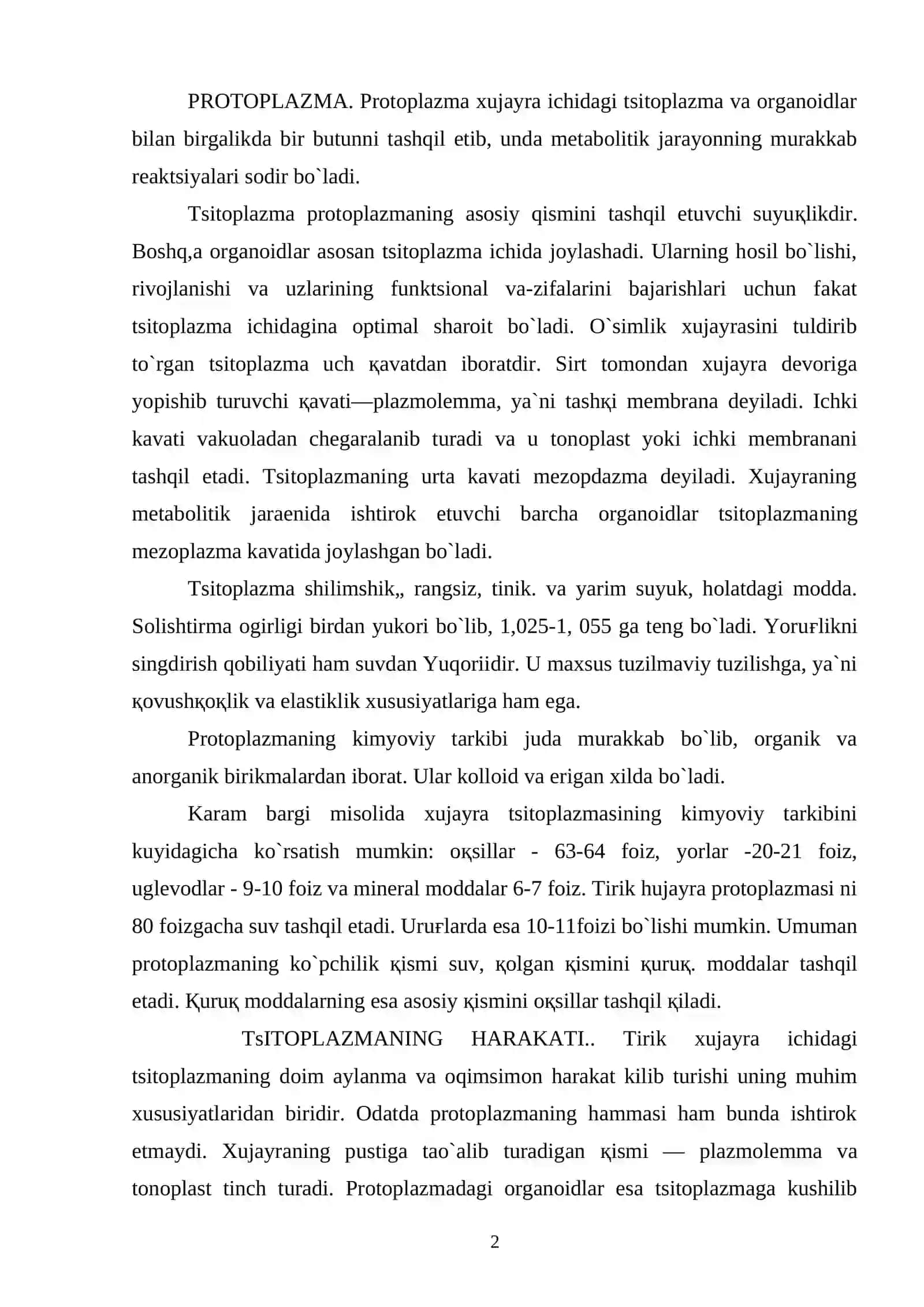 Protoplazmaning ximiyaviy tarkibi 2