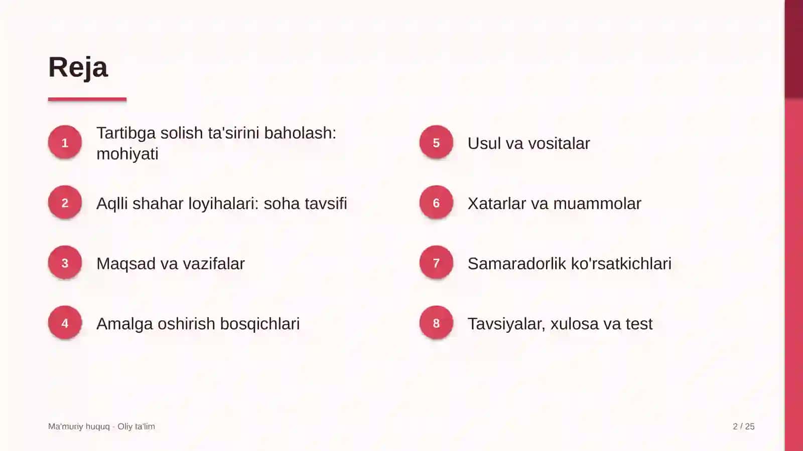 Aqlli shahar loyihalarida normativ-huquqiy hujjatlarning tartibga solish ta'sirini baholash 2
