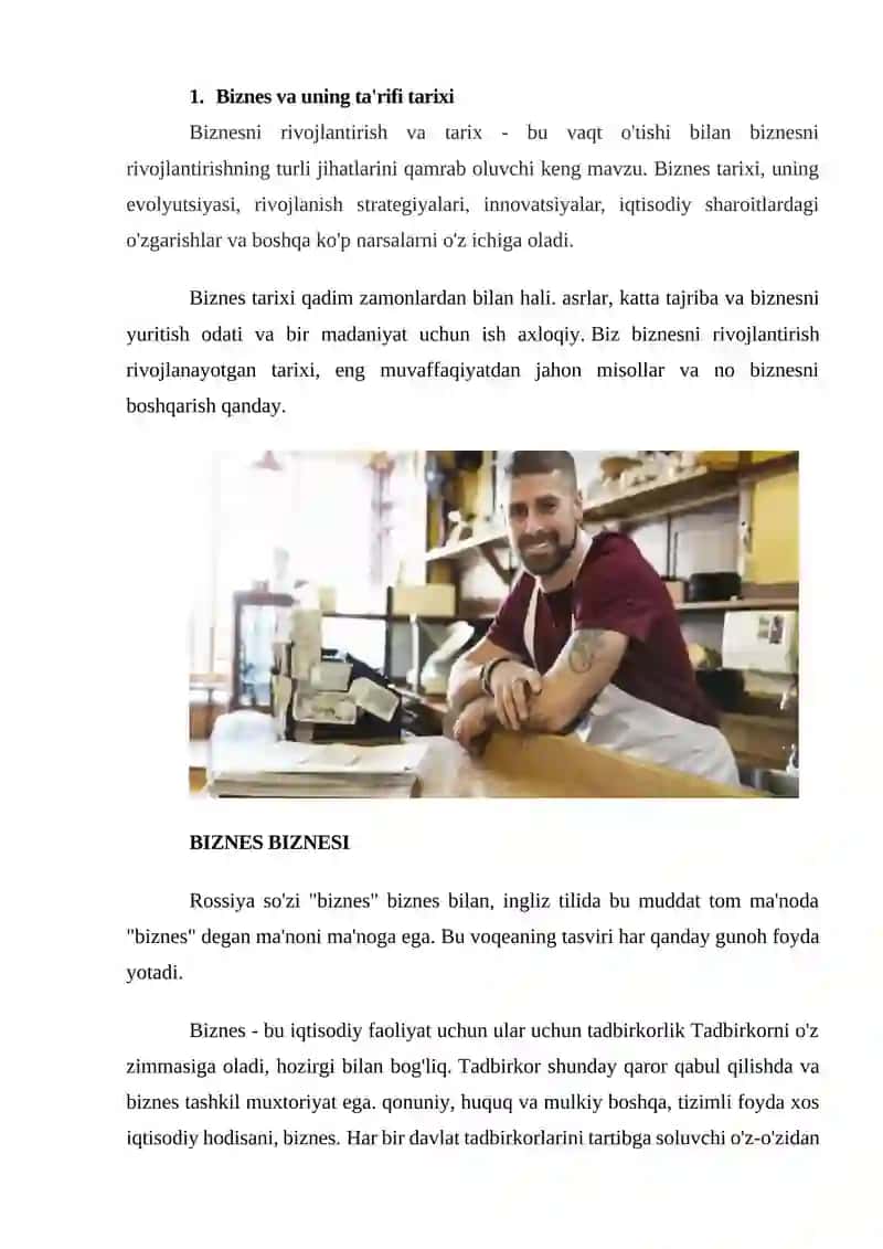 Biznes va uning tarixi 2
